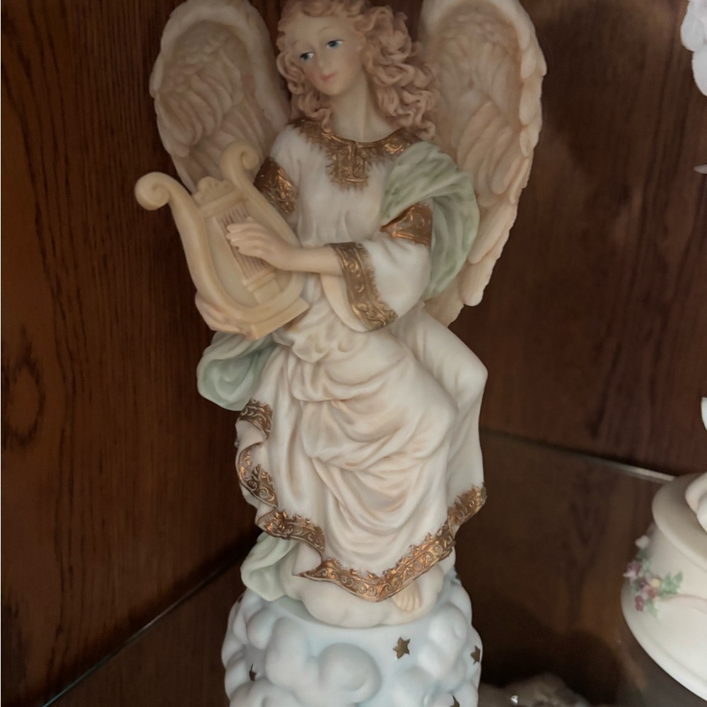 Elegant Angel Figurine with Gold Accents